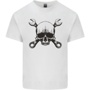 Spanner Skull Mechanic Car Biker Motorcycle Kids T-Shirt Childrens White