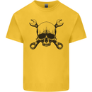 Spanner Skull Mechanic Car Biker Motorcycle Kids T-Shirt Childrens Yellow
