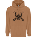 Spanner Skull Mechanic Car Biker Motorcycle Mens 80% Cotton Hoodie Caramel Latte