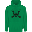 Spanner Skull Mechanic Car Biker Motorcycle Mens 80% Cotton Hoodie Irish Green