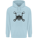 Spanner Skull Mechanic Car Biker Motorcycle Mens 80% Cotton Hoodie Light Blue