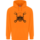 Spanner Skull Mechanic Car Biker Motorcycle Mens 80% Cotton Hoodie Orange