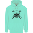 Spanner Skull Mechanic Car Biker Motorcycle Mens 80% Cotton Hoodie Peppermint