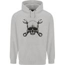 Spanner Skull Mechanic Car Biker Motorcycle Mens 80% Cotton Hoodie Sports Grey