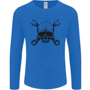 Spanner Skull Mechanic Car Biker Motorcycle Mens Long Sleeve T-Shirt Royal Blue