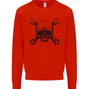 Spanner Skull Mechanic Car Biker Motorcycle Mens Sweatshirt Jumper Bright Red
