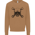 Spanner Skull Mechanic Car Biker Motorcycle Mens Sweatshirt Jumper Caramel Latte