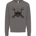 Spanner Skull Mechanic Car Biker Motorcycle Mens Sweatshirt Jumper Charcoal