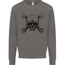 Spanner Skull Mechanic Car Biker Motorcycle Mens Sweatshirt Jumper Charcoal