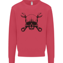Spanner Skull Mechanic Car Biker Motorcycle Mens Sweatshirt Jumper Heliconia