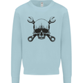 Spanner Skull Mechanic Car Biker Motorcycle Mens Sweatshirt Jumper Light Blue