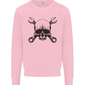 Spanner Skull Mechanic Car Biker Motorcycle Mens Sweatshirt Jumper Light Pink