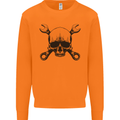 Spanner Skull Mechanic Car Biker Motorcycle Mens Sweatshirt Jumper Orange