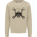 Spanner Skull Mechanic Car Biker Motorcycle Mens Sweatshirt Jumper Sand