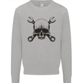 Spanner Skull Mechanic Car Biker Motorcycle Mens Sweatshirt Jumper Sports Grey