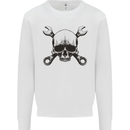 Spanner Skull Mechanic Car Biker Motorcycle Mens Sweatshirt Jumper White