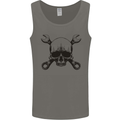 Spanner Skull Mechanic Car Biker Motorcycle Mens Vest Tank Top Charcoal