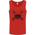 Spanner Skull Mechanic Car Biker Motorcycle Mens Vest Tank Top Red