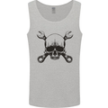 Spanner Skull Mechanic Car Biker Motorcycle Mens Vest Tank Top Sports Grey
