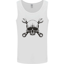 Spanner Skull Mechanic Car Biker Motorcycle Mens Vest Tank Top White