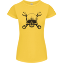 Spanner Skull Mechanic Car Biker Motorcycle Womens Petite Cut T-Shirt Yellow