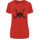 Spanner Skull Mechanic Car Biker Motorcycle Womens Wider Cut T-Shirt Red