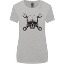 Spanner Skull Mechanic Car Biker Motorcycle Womens Wider Cut T-Shirt Sports Grey