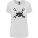 Spanner Skull Mechanic Car Biker Motorcycle Womens Wider Cut T-Shirt White