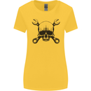 Spanner Skull Mechanic Car Biker Motorcycle Womens Wider Cut T-Shirt Yellow
