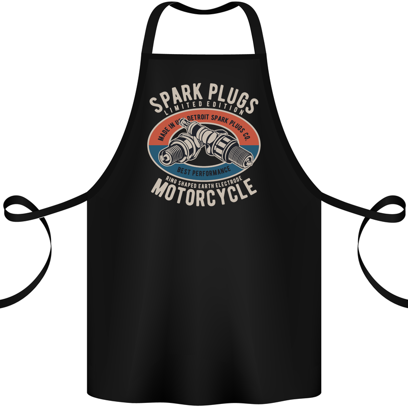 Spark Plugs Motorcycle Motorbie Biker Cotton Apron 100% Organic Black