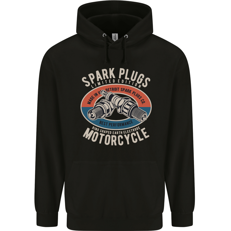 Spark Plugs Motorcycle Motorbie Biker Mens Hoodie Black
