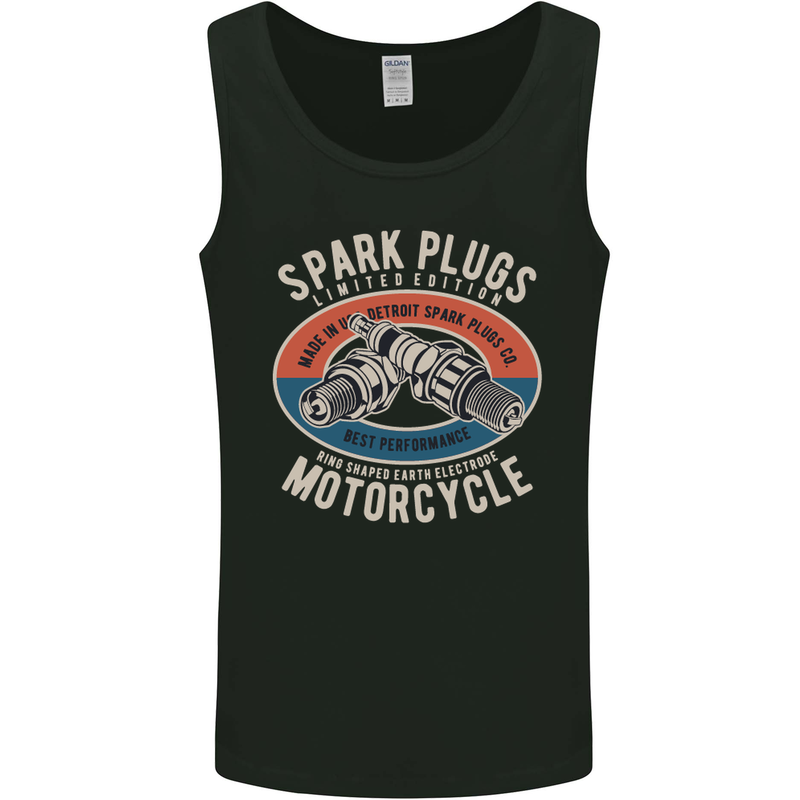 Spark Plugs Motorcycle Motorbie Biker Mens Vest Tank Top Black