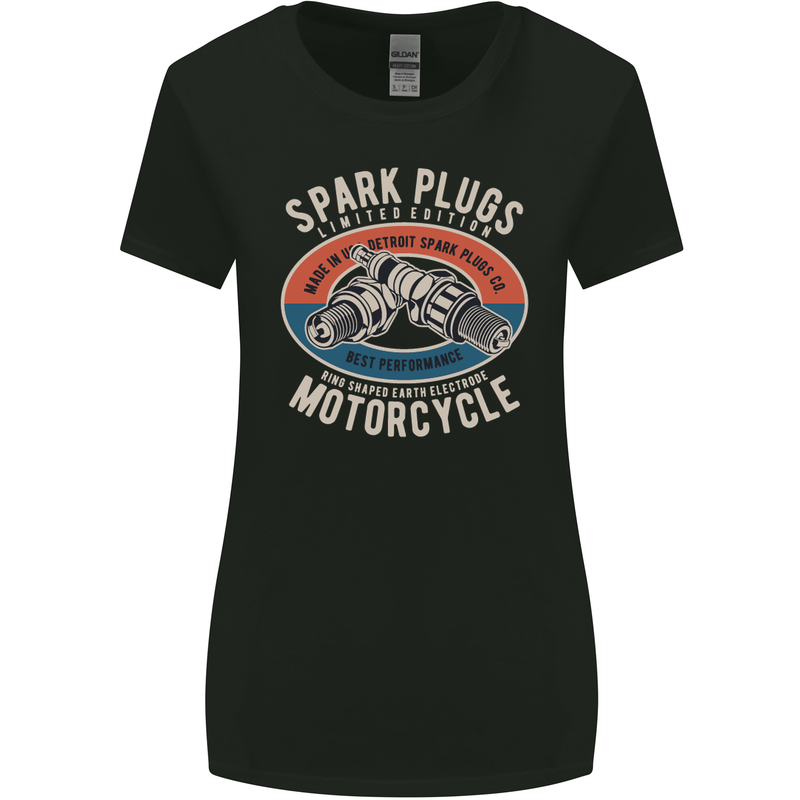 Spark Plugs Motorcycle Motorbie Biker Womens Wider Cut T-Shirt Black