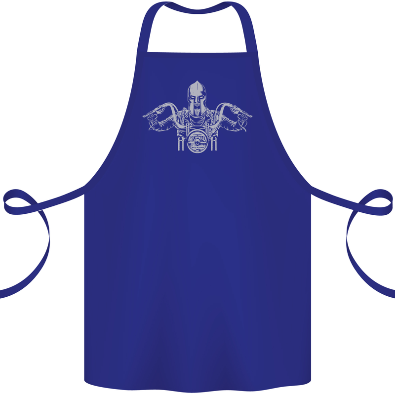 Spartan Biker Motorbike Motorcycle Cotton Apron 100% Organic Royal Blue