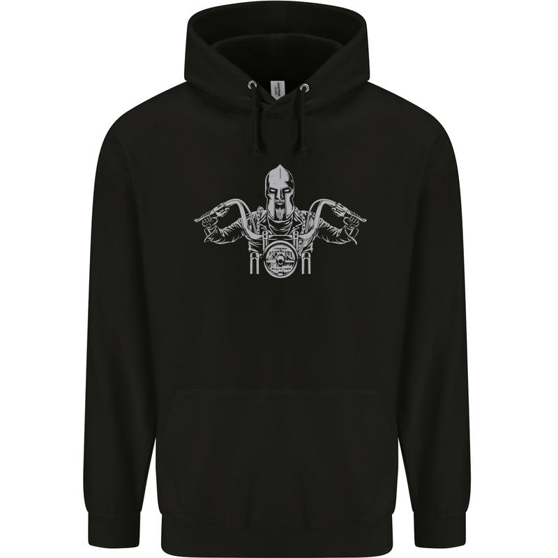 Spartan Biker Motorbike Motorcycle Mens 80% Cotton Hoodie Black