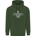 Spartan Biker Motorbike Motorcycle Mens 80% Cotton Hoodie Forest Green