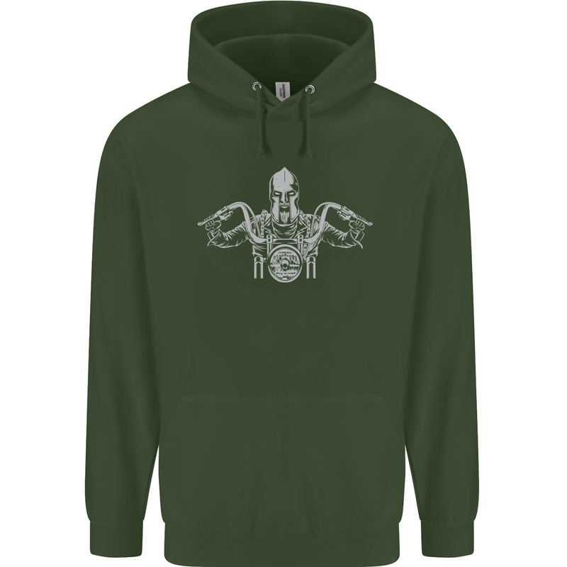 Spartan Biker Motorbike Motorcycle Mens 80% Cotton Hoodie Forest Green