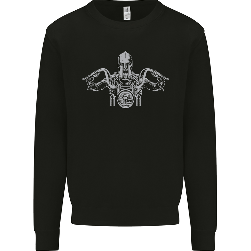 Spartan Biker Motorbike Motorcycle Mens Sweatshirt Jumper Black