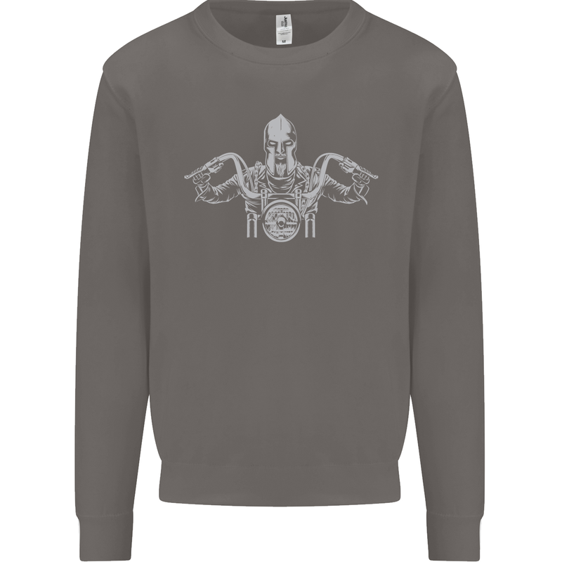 Spartan Biker Motorbike Motorcycle Mens Sweatshirt Jumper Charcoal