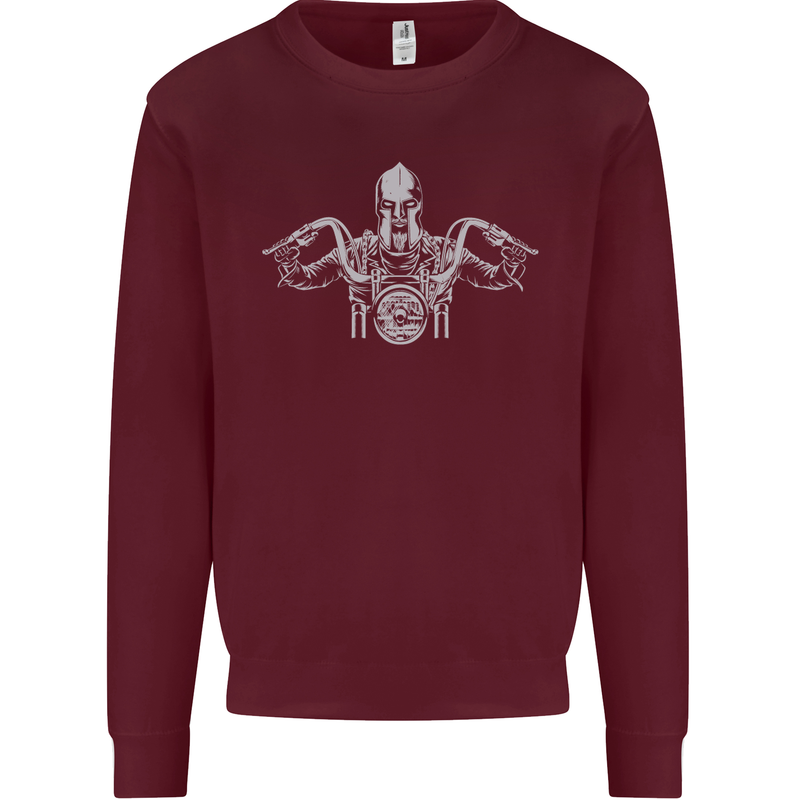 Spartan Biker Motorbike Motorcycle Mens Sweatshirt Jumper Maroon