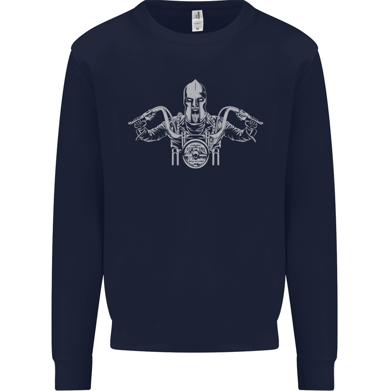 Spartan Biker Motorbike Motorcycle Mens Sweatshirt Jumper Navy Blue