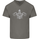 Spartan Biker Motorbike Motorcycle Mens V-Neck Cotton T-Shirt Charcoal