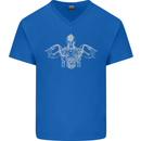 Spartan Biker Motorbike Motorcycle Mens V-Neck Cotton T-Shirt Royal Blue
