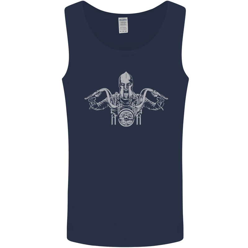 Spartan Biker Motorbike Motorcycle Mens Vest Tank Top Navy Blue