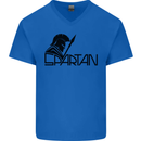 Spartan Gym Training Top Bodybuilding Mens V-Neck Cotton T-Shirt Royal Blue