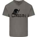 Spartan Gym Training Top Bodybuilding Mens V-Neck Cotton T-Shirt Sports Grey
