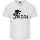 Spartan Gym Training Top Bodybuilding Mens V-Neck Cotton T-Shirt White