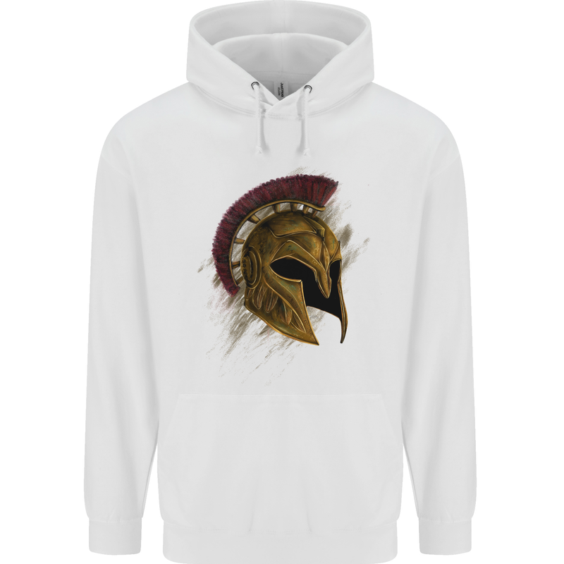 Spartan Helmet Gym Bodybuilding Training Childrens Kids Hoodie White