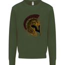 Spartan Helmet Gym Bodybuilding Training Kids Sweatshirt Jumper Forest Green
