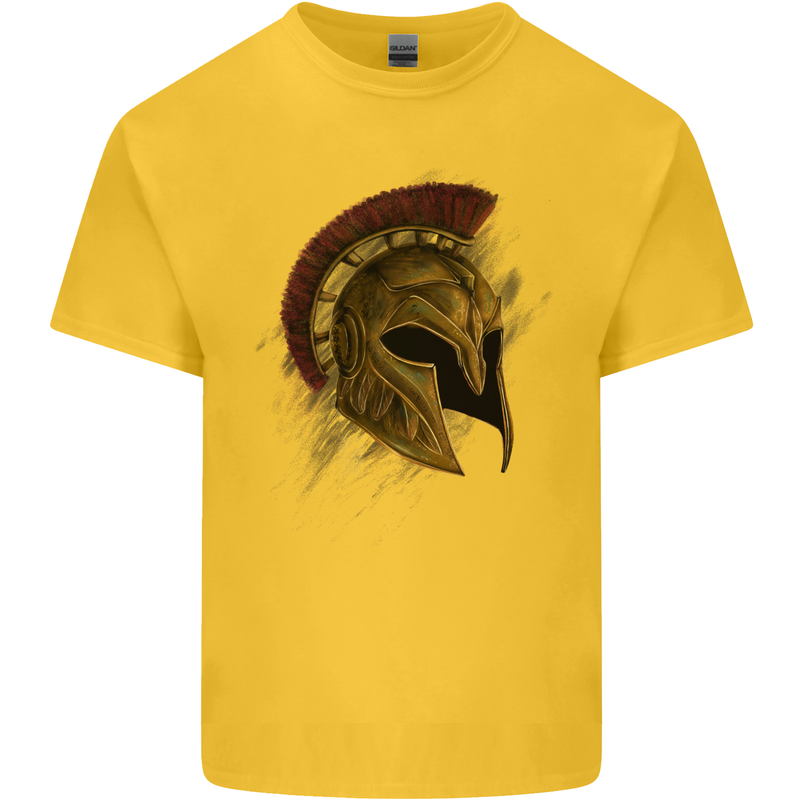 Spartan Helmet Gym Bodybuilding Training Kids T-Shirt Childrens Yellow